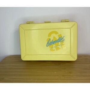 VTG 90s Caboodles Mini Make-Up Jewelry Case Two-Sided‎ Double Storage Yellow